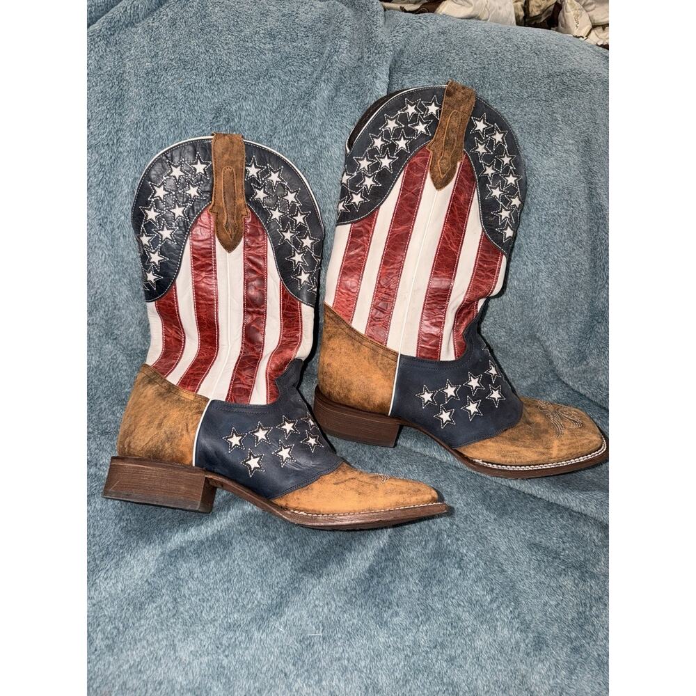 Men’s JB Dillan Americana Boots Patriotic square toe American Flag 
Size 13
